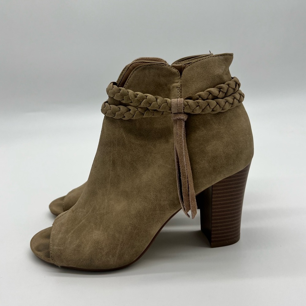 XOXO Tan Open Toe Booties